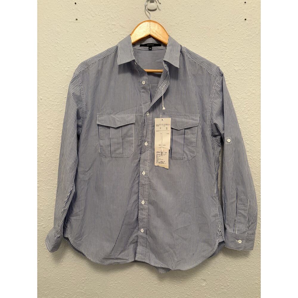 Macphee Tomorrowland Striped White and Blue Button Down Shirt 38 / 6 Japan NWT